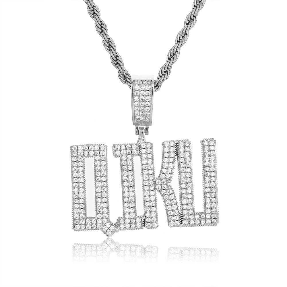 Custom Letter Pendant Necklace with Copper Frame and Zircon Stones for Men | Caratix Jewelry - CaratixJewelry