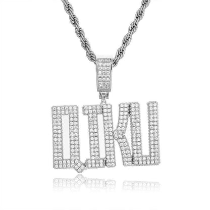 Custom Letter Pendant Necklace with Copper Frame and Zircon Stones for Men | Caratix Jewelry - CaratixJewelry