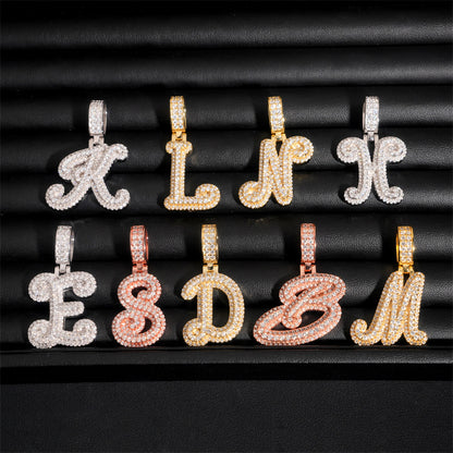Custom S925 Silver Moissanite Initial Pendant | Iced Out Alphabet Letter | Caratix