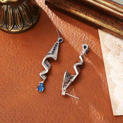 Elegant Satin Texture Zircon Long Earrings - Luxury Dangle
