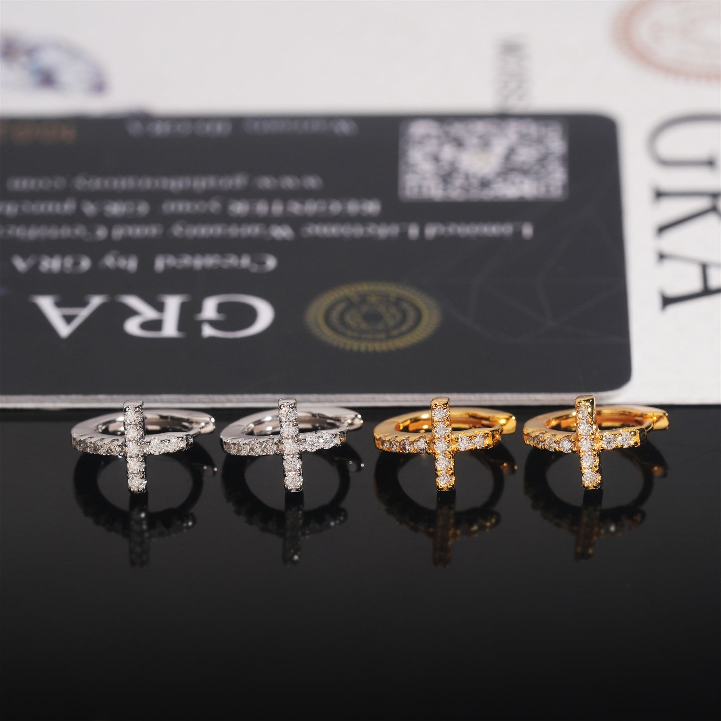 S925 Sterling Silver Moissanite Cross Stud Earrings | D Color VVS1 Bling | Caratix