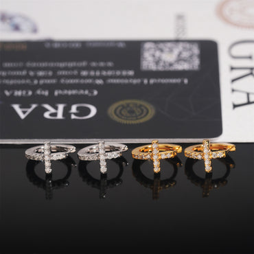 S925 Sterling Silver Moissanite Cross Stud Earrings | D Color VVS1 Bling | Caratix