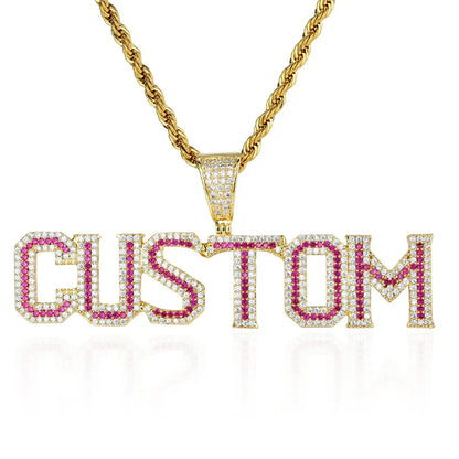 Colorful Zircon Letter Pendant Necklace with Letter Combination for Men | Caratix Jewelry - CaratixJewelry