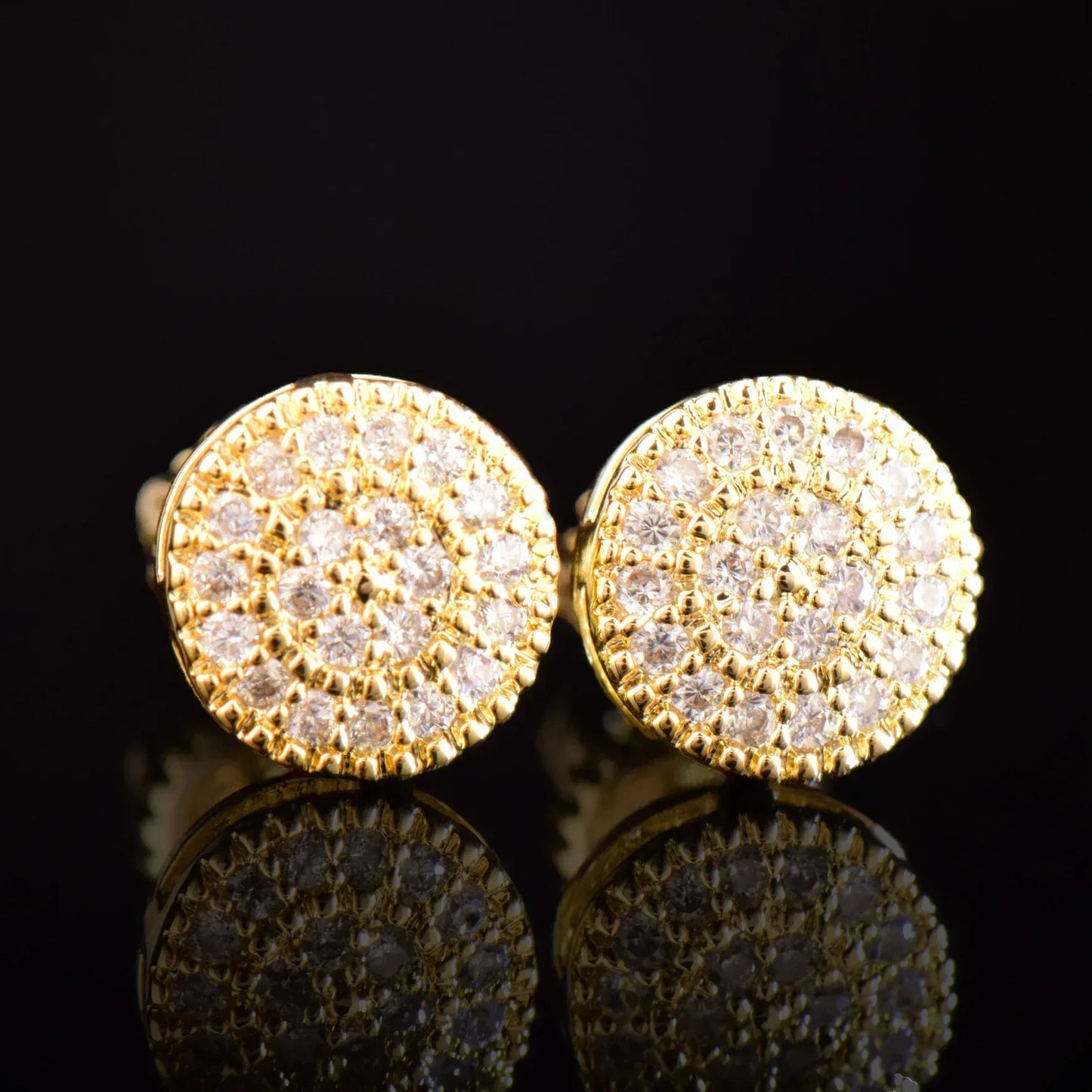 Small Round Iced Out Stud Earrings with Zircon | Creative & Trendy Hip Hop Jewelry | Caratix Jewelry - CaratixJewelry