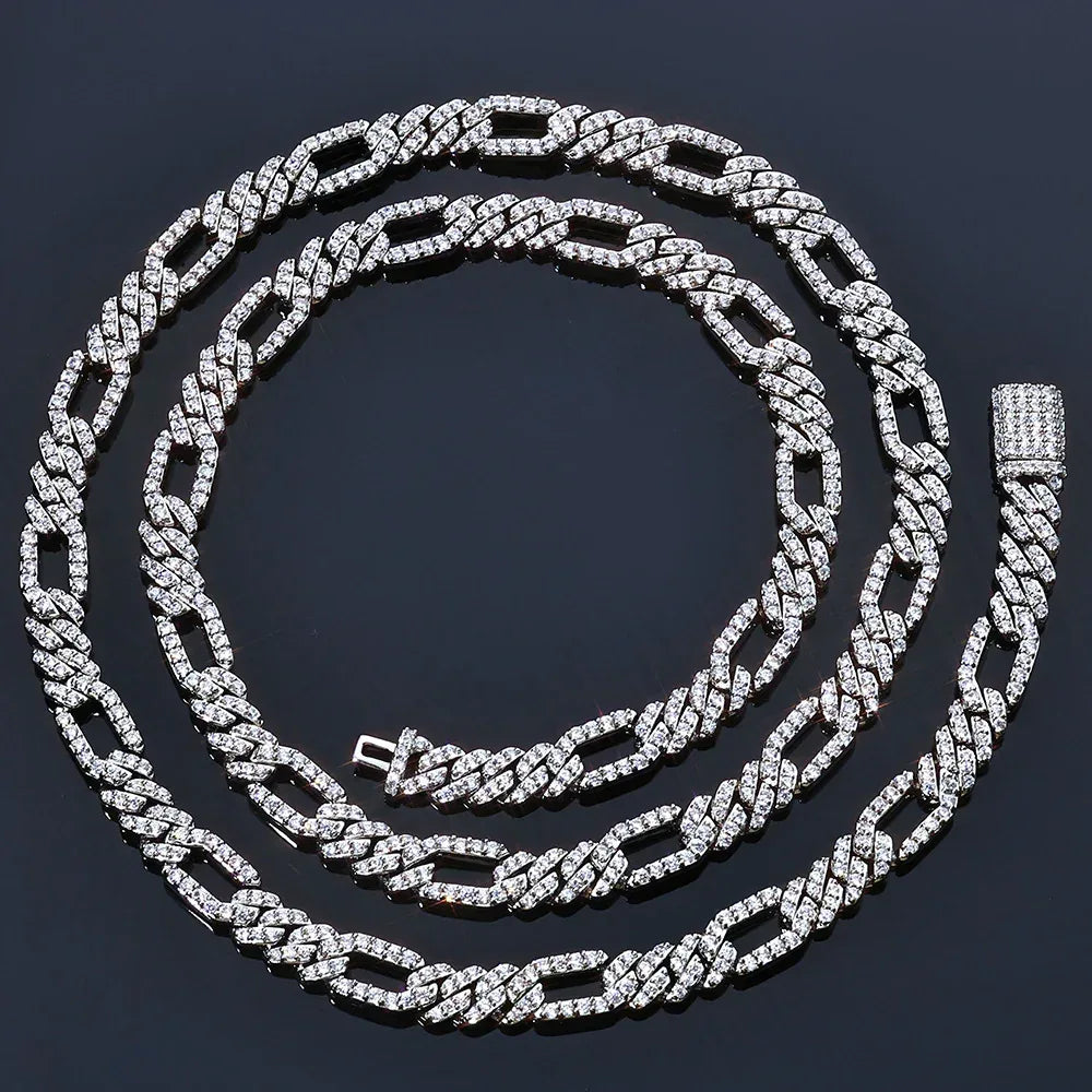 Custom 7mm 3-to-1 Iced Cuban Chain | Figaro Style - CaratixJewelry