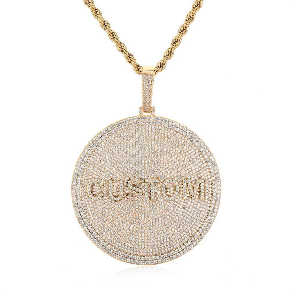 80mm Full Round Letter Pendant Necklace with Zircon Stones for Men | Caratix Jewelry - CaratixJewelry
