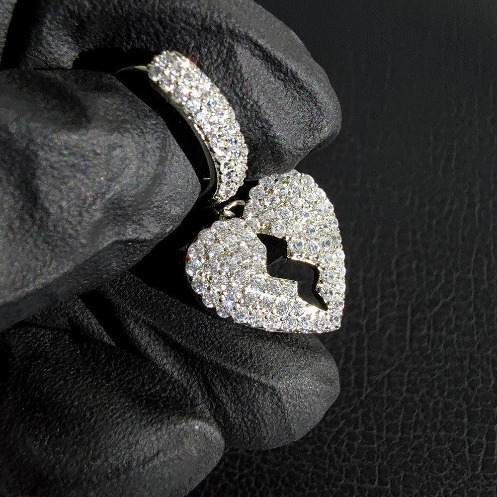 DIY Heartbreak Earrings with Micro-Pave Zircon Stones for Men | Trendy Hip Hop Jewelry | Caratix Jewelry - CaratixJewelry