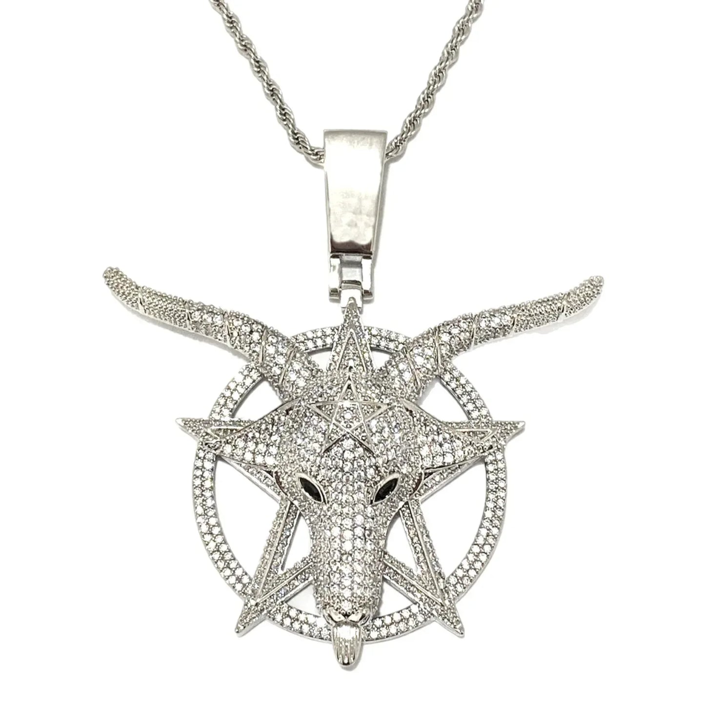 Iced Out "G.O.A.T." Head Pendant | Men's Greatest of All Time Necklace - CaratixJewelry