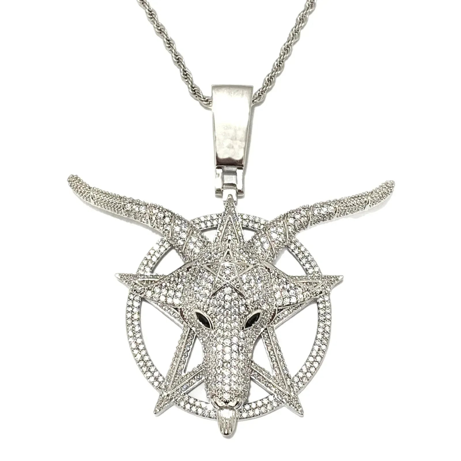 Iced Out "G.O.A.T." Head Pendant | Men's Greatest of All Time Necklace - CaratixJewelry