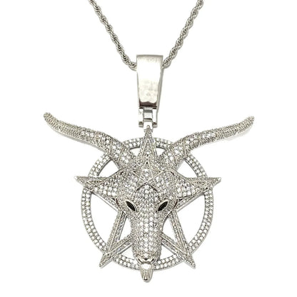 Iced Out "G.O.A.T." Head Pendant | Men's Greatest of All Time Necklace - CaratixJewelry