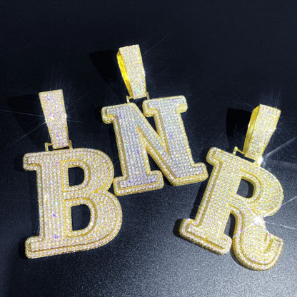 Iced Out Letter & Number Pendant | CZ Hip Hop Bling Jewelry Necklace - CaratixJewelry