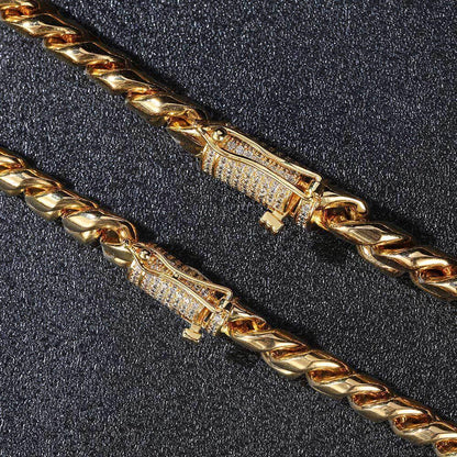 Stainless Steel Titanium Cuban Link Zircon Hip Hop Bracelet Double-Sided Clasp for Men | Caratix Jewelry - CaratixJewelry