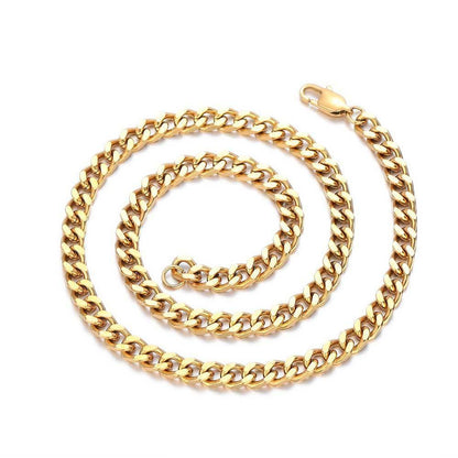 6mm Four-Sided Cut Cuban Chain Necklace with Box Clasp for Men | Caratix Jewelry - CaratixJewelry