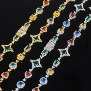 Colorful Gemstone Necklace with Zircon for Men | High-End Hip Hop Jewelry | Caratix Jewelry - CaratixJewelry