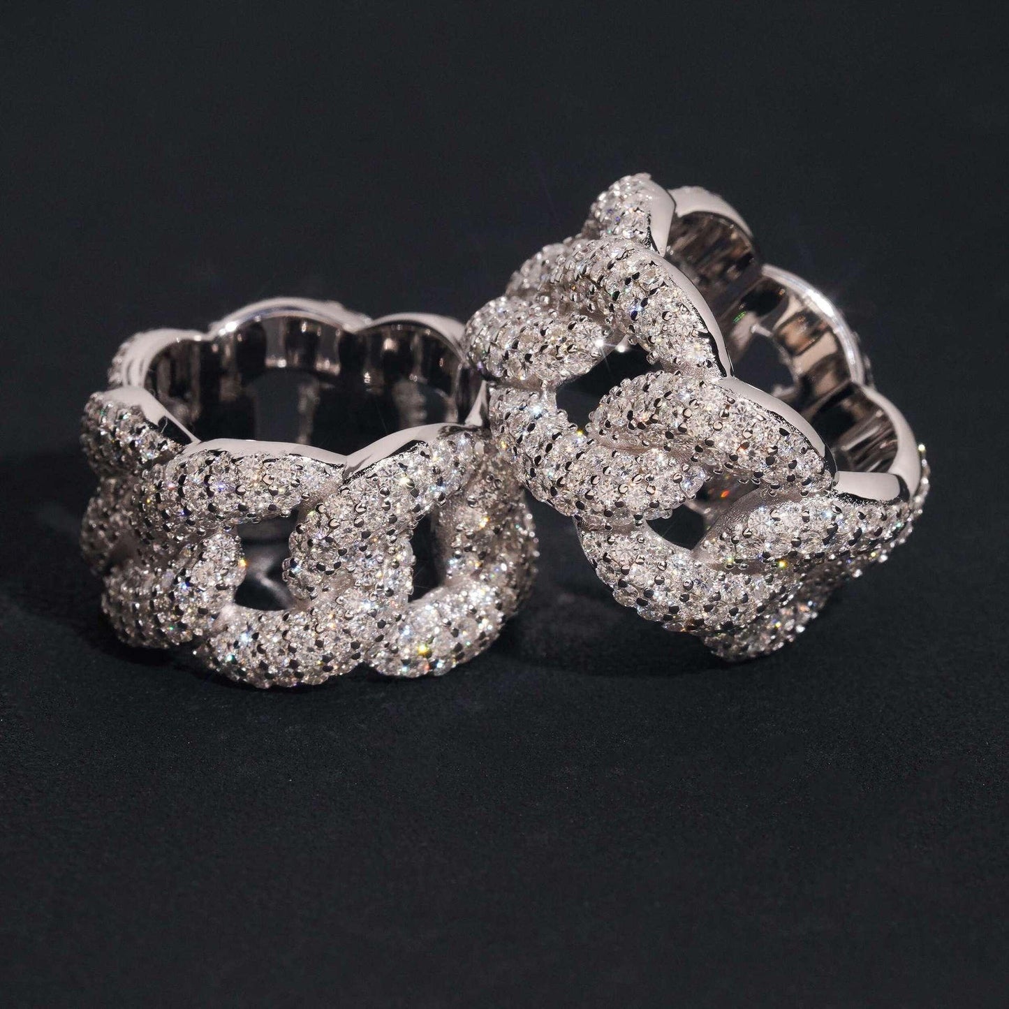 D-Color VVS Moissanite Cuban Link Ring | Unisex Full Iced Out Fashion Jewelry - CaratixJewelry