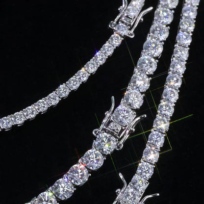 Moissanite Tennis Chain Necklace – S925 Sterling Silver Luxury Hip Hop Jewelry for Men & Women - CaratixJewelry