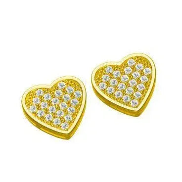 Iced Out Heart Shaped Stud Earrings with Zircon | Romantic Hip Hop Jewelry | Caratix Jewelry - CaratixJewelry