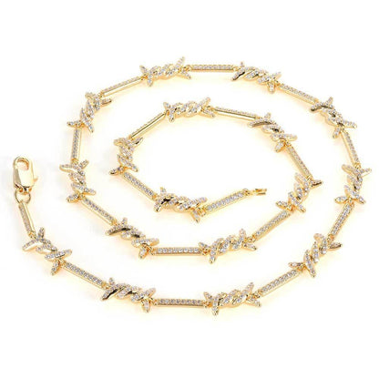 2.5mm Thorn Chain Zircon Necklace with Box Clasp for Couples | Caratix Jewelry - CaratixJewelry