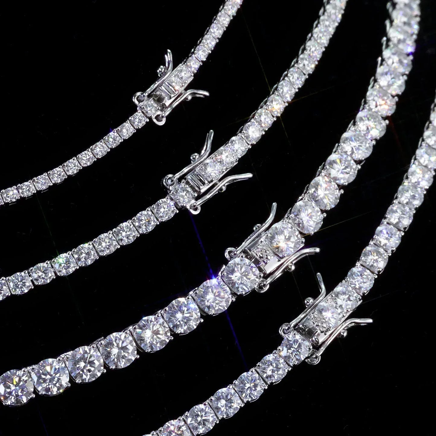 Moissanite Tennis Chain Necklace – S925 Sterling Silver Luxury Hip Hop Jewelry for Men & Women - CaratixJewelry
