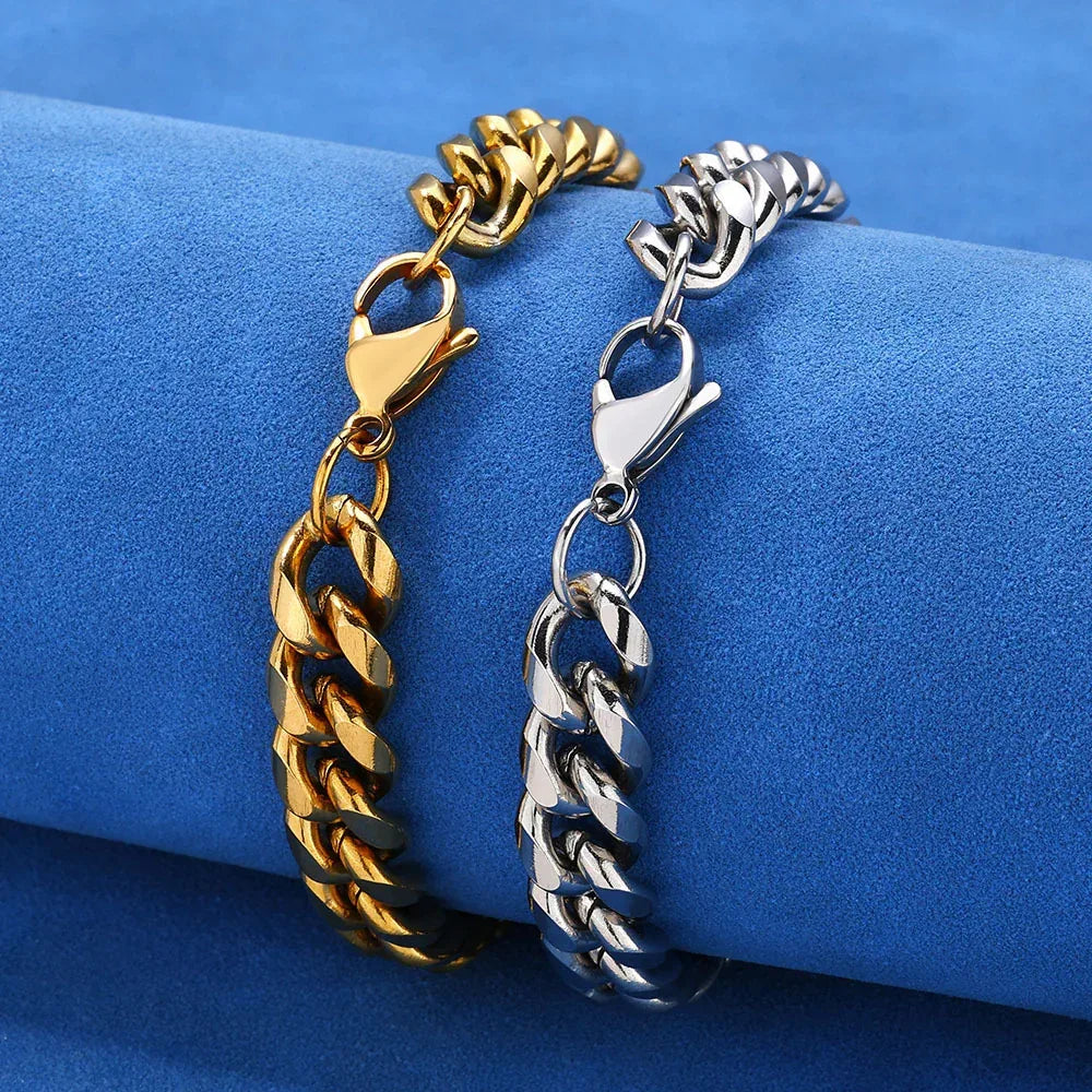 Rounded Cuban Chain Bracelet Stainless Steel Hip Hop Jewelry for Men | Caratix Jewelry - CaratixJewelry