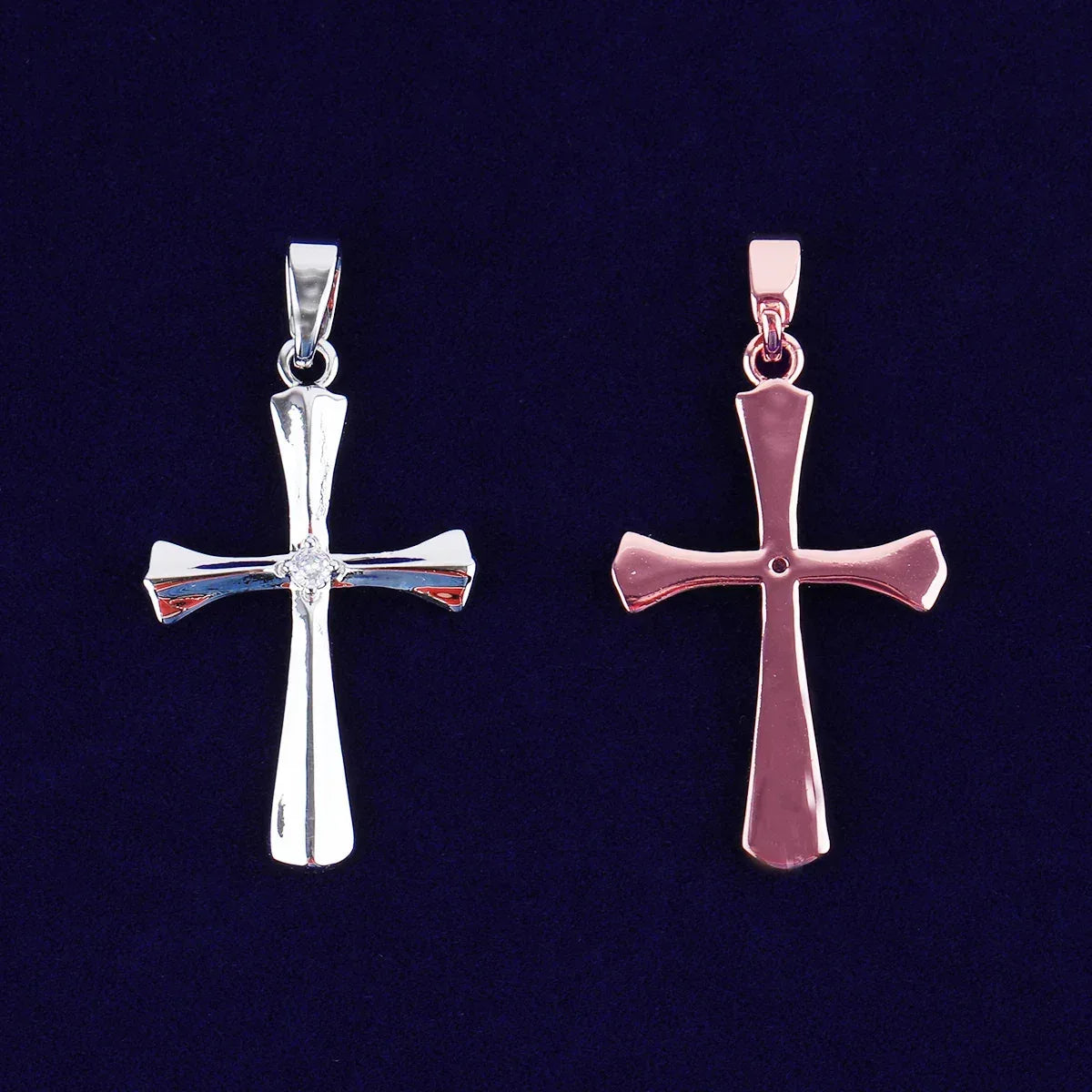 Sleek Iced Out Flat Cross Pendant | Women's Minimalist Hip Hop Necklace | Premium Copper CZ Modern Jewelry | Clean Aesthetic Bling | Caratix - CaratixJewelry