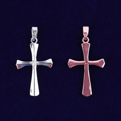 Sleek Iced Out Flat Cross Pendant | Women's Minimalist Hip Hop Necklace | Premium Copper CZ Modern Jewelry | Clean Aesthetic Bling | Caratix - CaratixJewelry