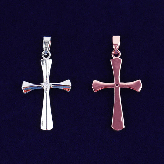 Sleek Iced Out Flat Cross Pendant | Women's Minimalist Hip Hop Necklace | Premium Copper CZ Modern Jewelry | Clean Aesthetic Bling | Caratix - CaratixJewelry