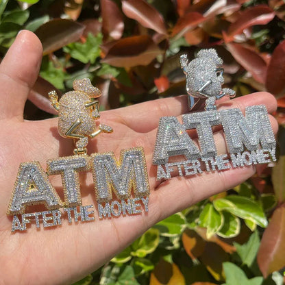 Iced Out "ATM" Money Machine Pendant | Women's Real Copper CZ Necklace - CaratixJewelry