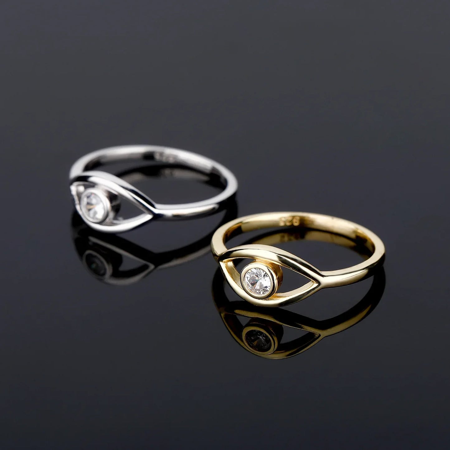 Solid 925 Sterling Silver Evil Eye Ring | Protective Amulet Band | Caratix