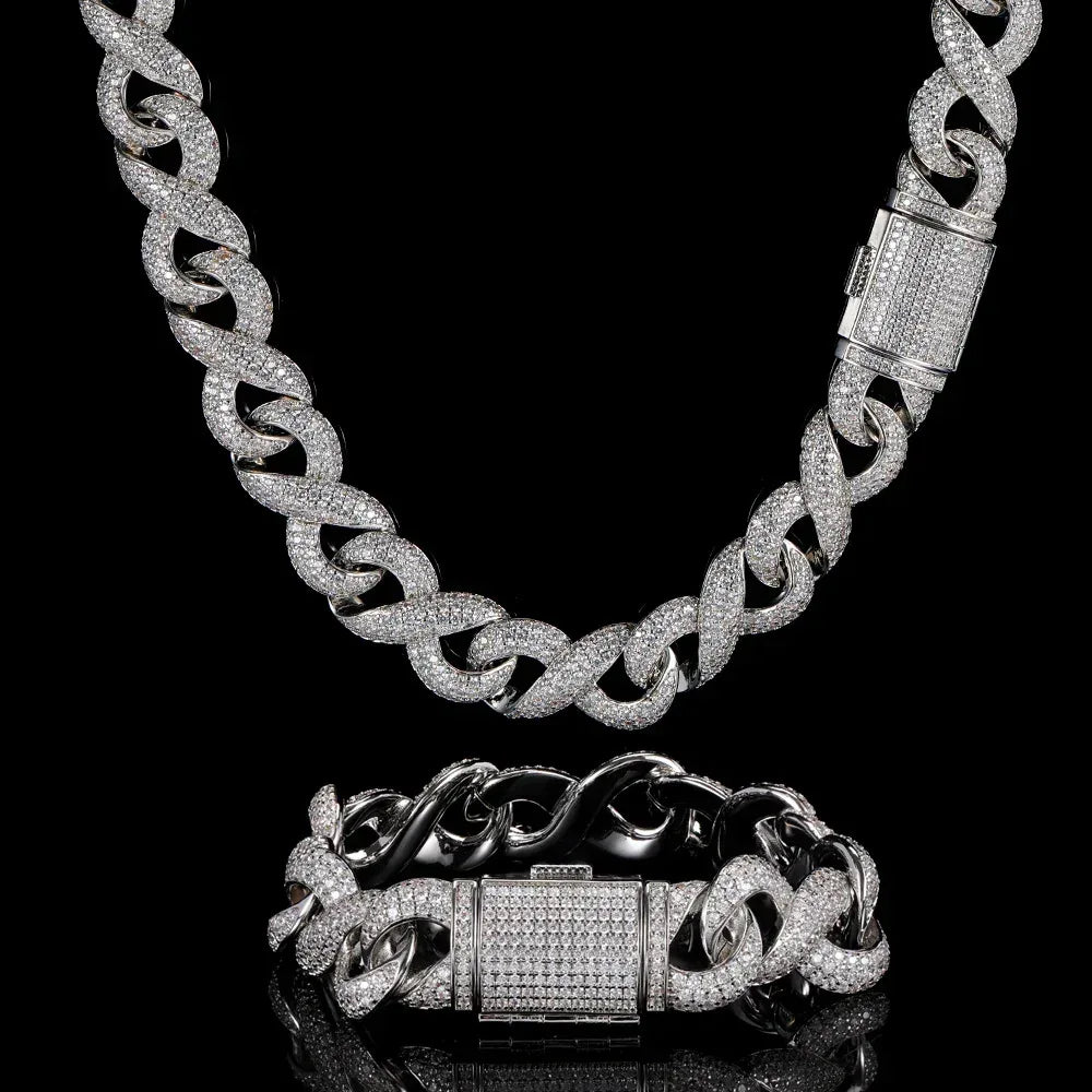15mm Figure 8 Chain Bracelet Zircon Hip Hop Jewelry for Men | Caratix Jewelry - CaratixJewelry
