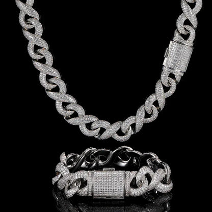 15mm Figure 8 Chain Bracelet Zircon Hip Hop Jewelry for Men | Caratix Jewelry - CaratixJewelry