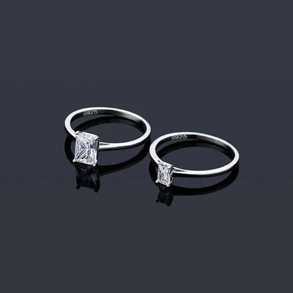 1ct Emerald Cut Moissanite Ring | S925 Silver 18K Gold Plated | Caratix