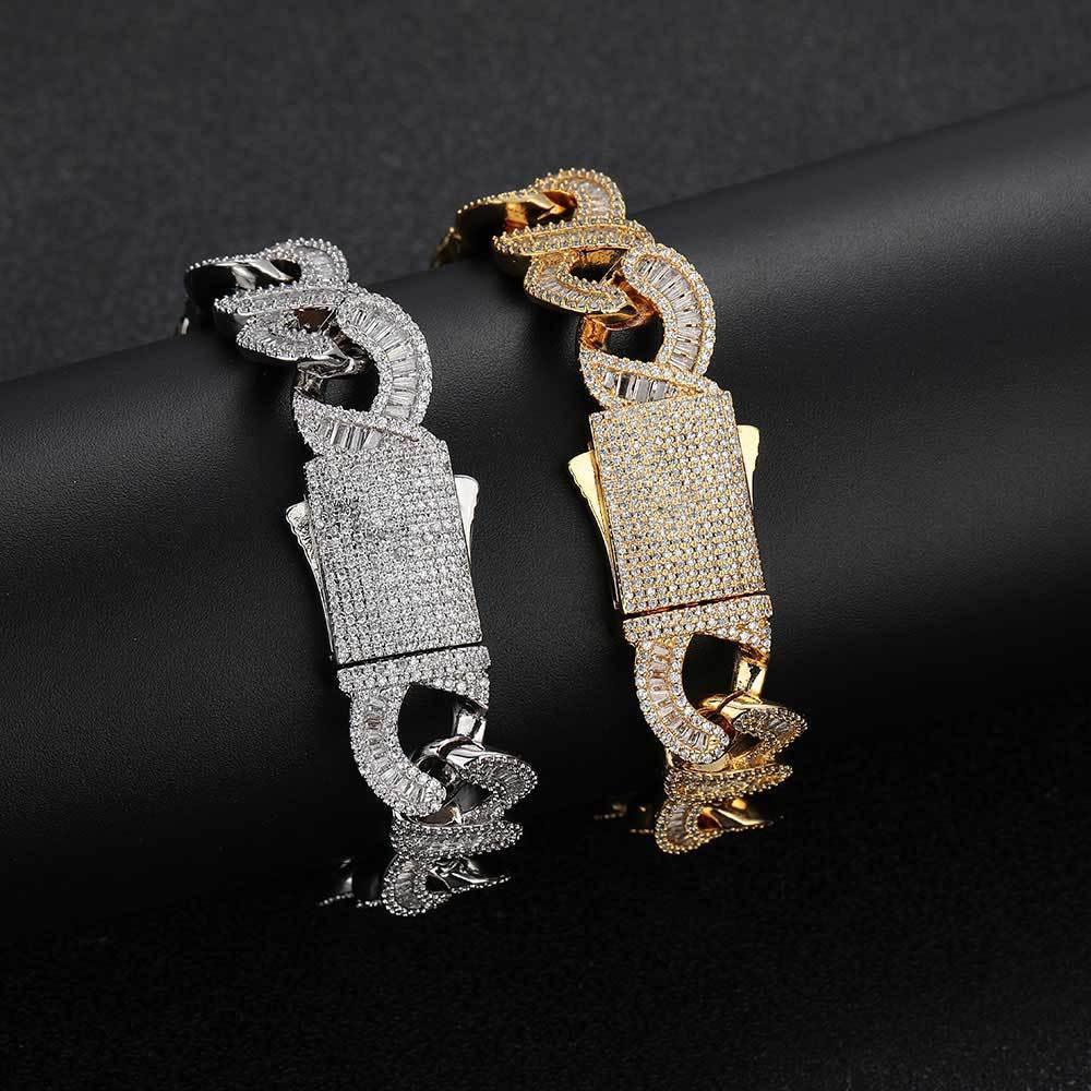 Infinity 8 Link Cuban Chain Bracelet with T-Shaped Zircon - CaratixJewelry