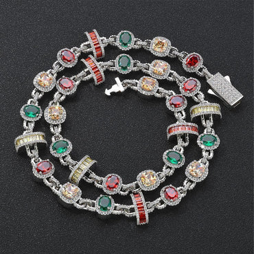 Colorful Gemstone Necklace for Men | Trendy Hip Hop Jewelry | Caratix Jewelry - CaratixJewelry