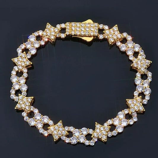 12mm Iced Out Star Figure 8 Bracelet Zircon Rapper Iced Out Chain Style | Caratix Jewelry - CaratixJewelry