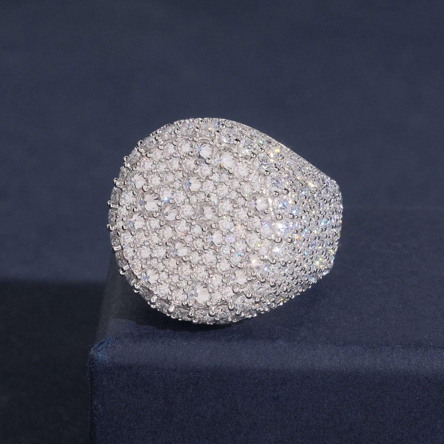 Round Moissanite Men’s Ring | S925 Silver Iced Out Hip Hop Fashion Jewelry - CaratixJewelry