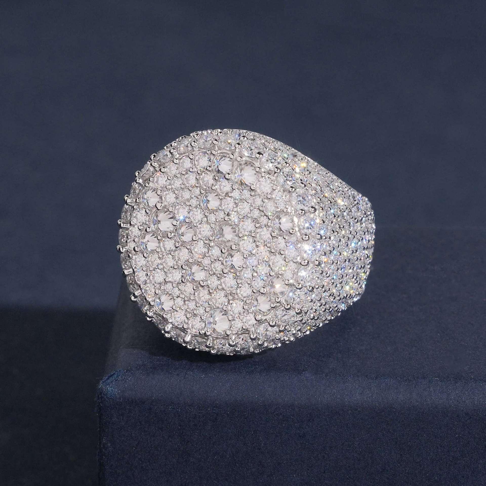 Round Moissanite Men’s Ring | S925 Silver Iced Out Hip Hop Fashion Jewelry - CaratixJewelry