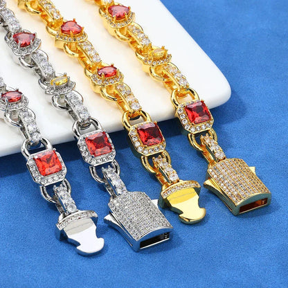 Colored Gemstone Moissanite Necklace – Custom S925 Sterling Silver Iced-Out Hip Hop Men’s Trendy Streetwear Jewelry - CaratixJewelry