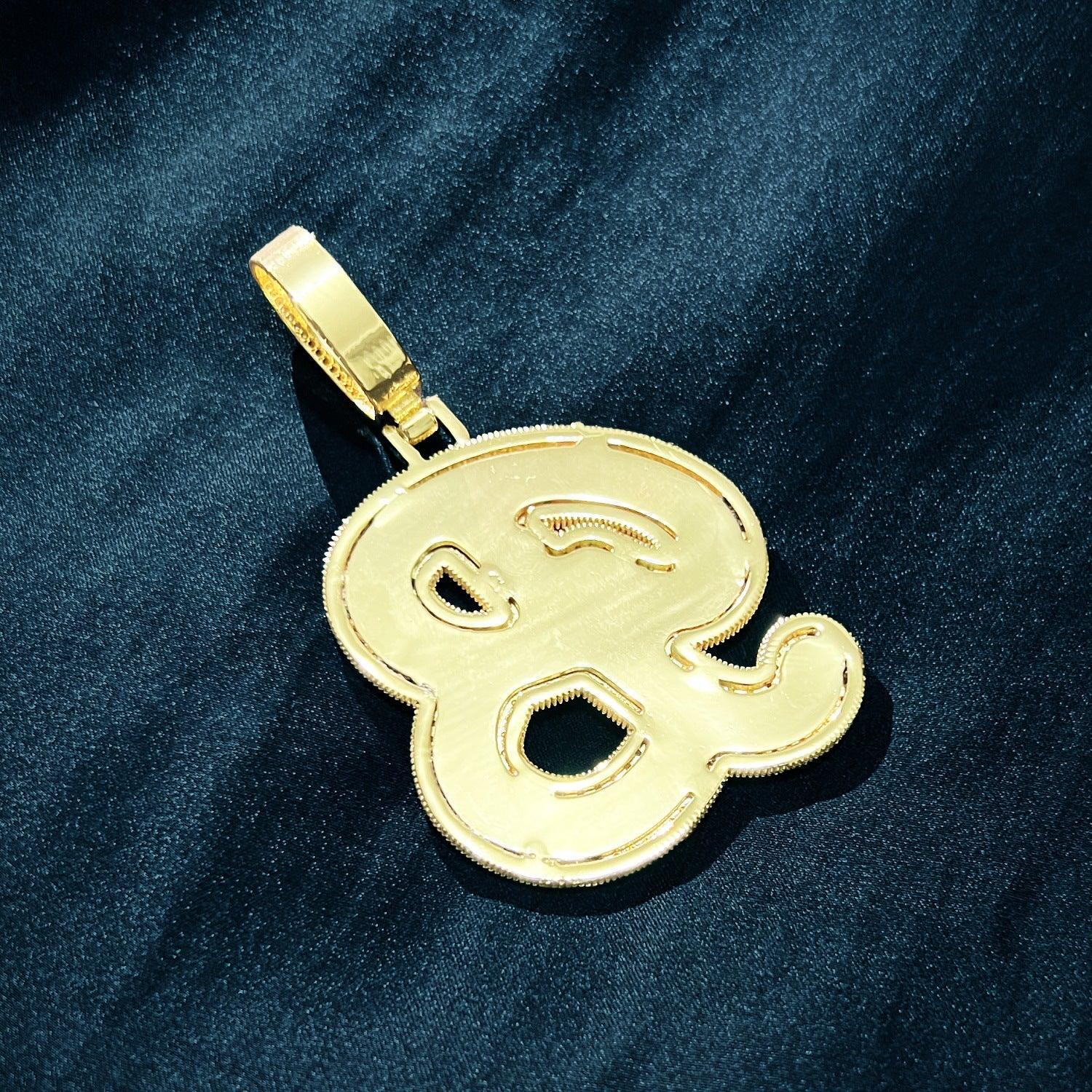 Baguette Script Letter Pendant | CZ Iced Out Hip Hop Unisex Streetwear Necklace - CaratixJewelry