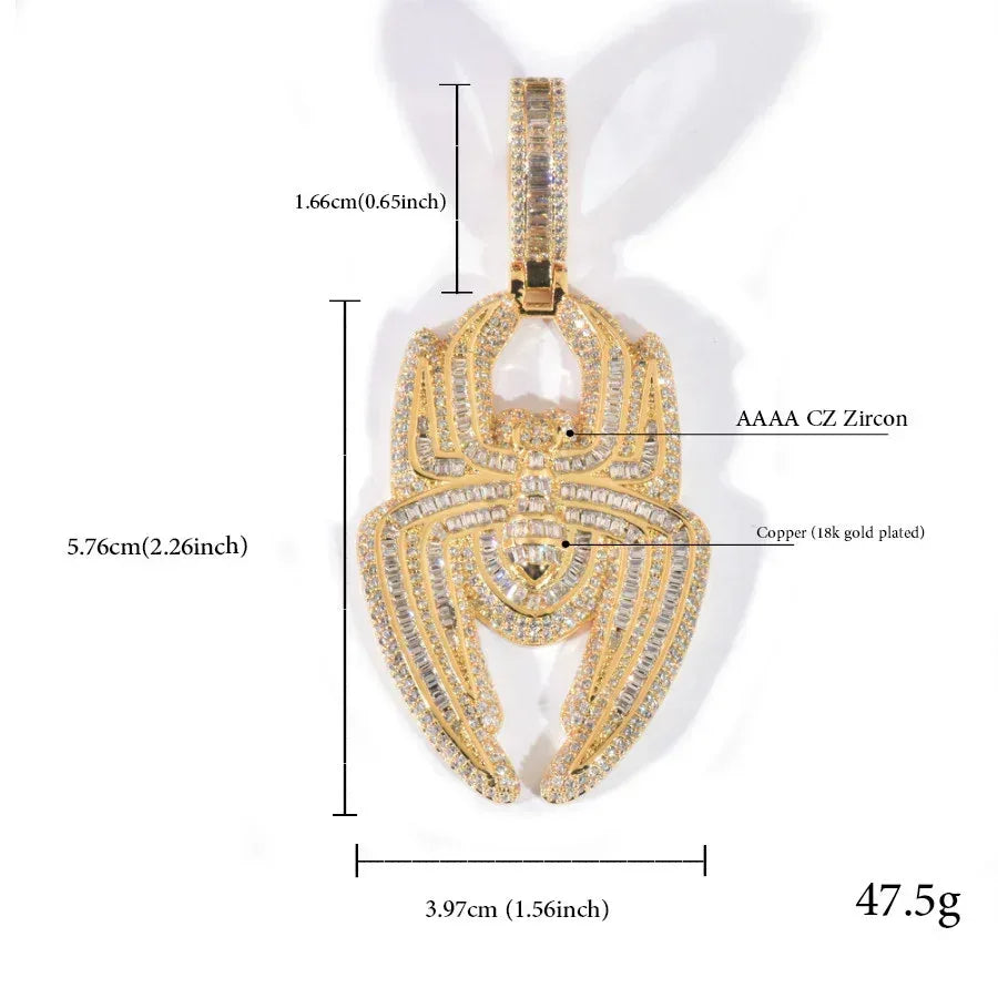 Iced Out Spider Pendant Necklace – Hip Hop Bling Jewelry for Men & Women | CZ Shine - CaratixJewelry