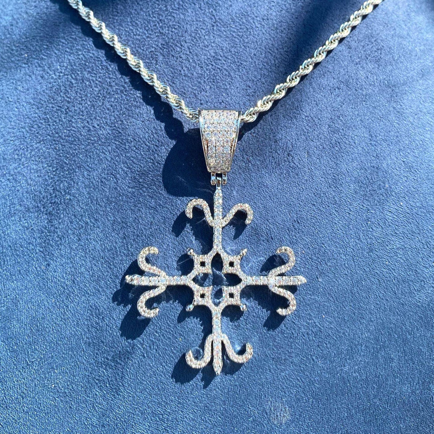 Men's Fully Flooded Block Necklace | Premium Copper CZ Hip Hop Jewelry - CaratixJewelry