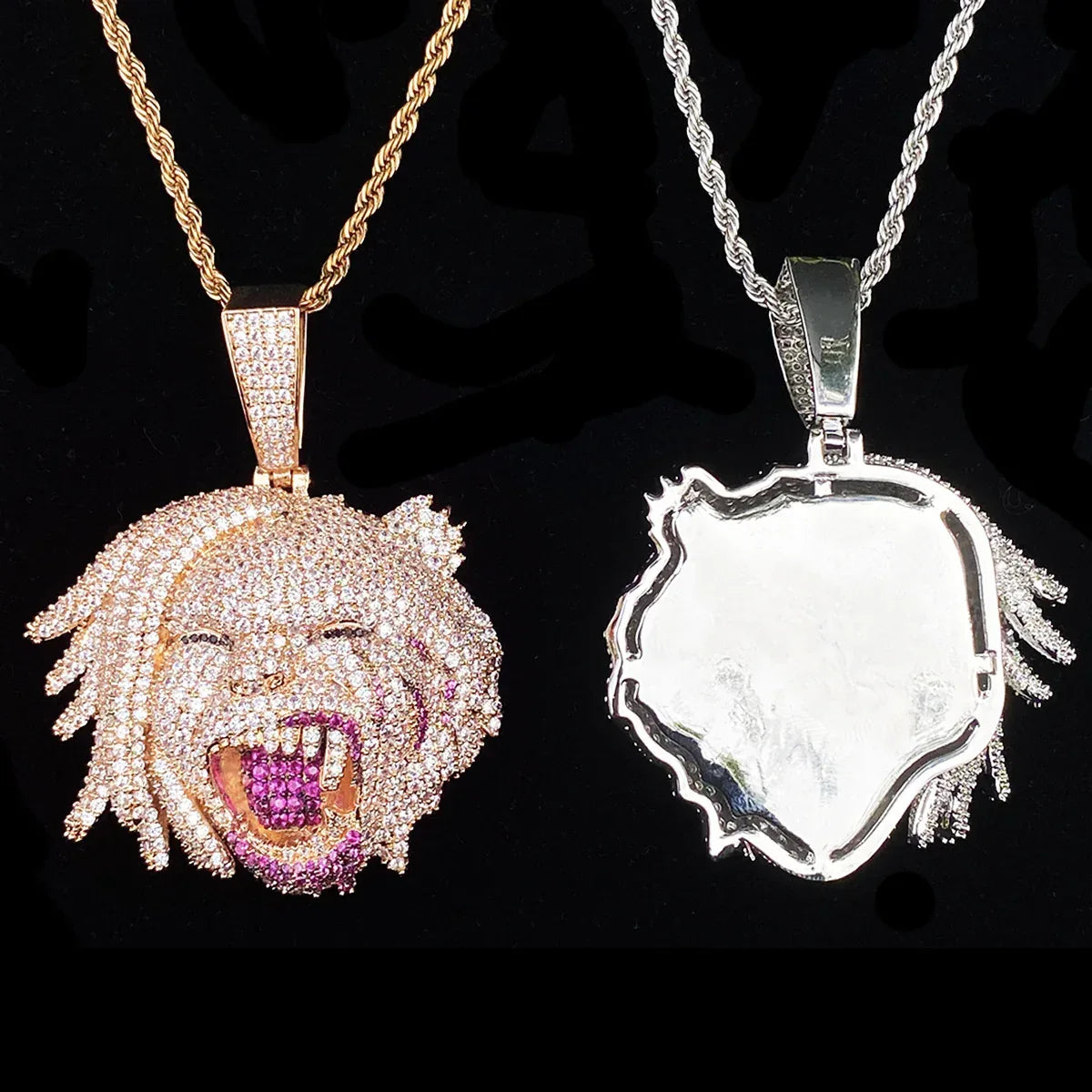 Iced Out Harley Quinn Pendant | Men's Real Copper CZ Necklace - CaratixJewelry