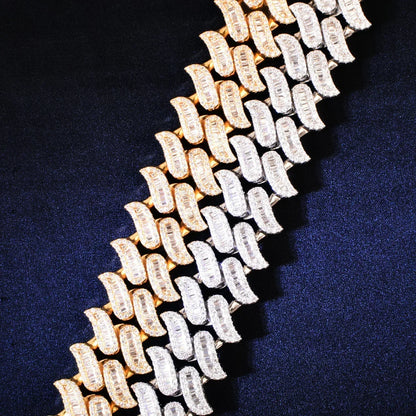 15mm Beard Step Cut Cuban Chain Necklace with Copper & Zircon - CaratixJewelry