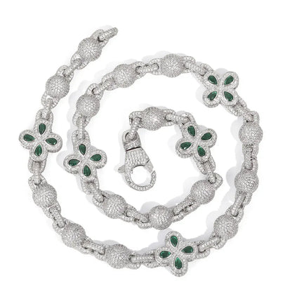 10mm Multi-Color Clover Bubble Chain | Iced Out Clasp 3D Ball Necklace | Custom Iced Out Jewelry | Caratix - CaratixJewelry