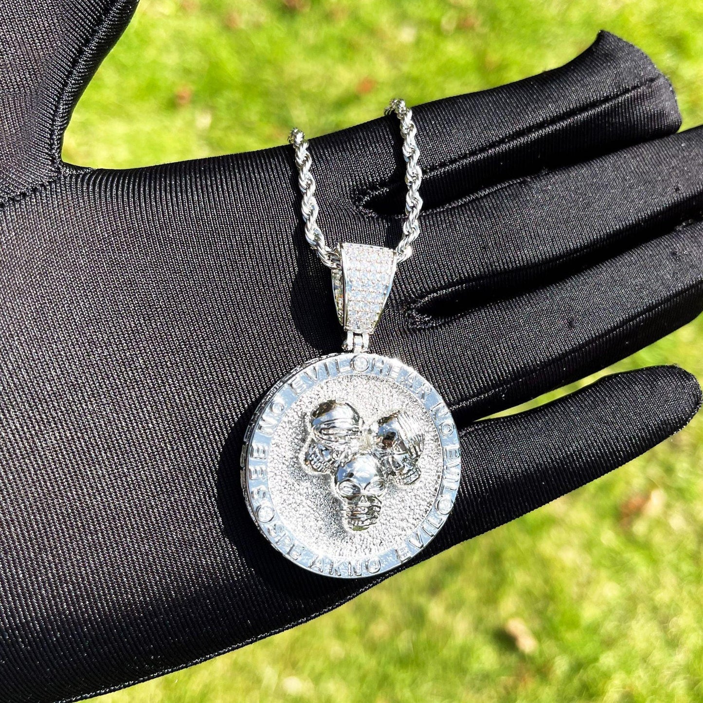 Men's Hardcore Hip Hop Necklace | Premium Copper CZ Skeleton Jewelry - CaratixJewelry