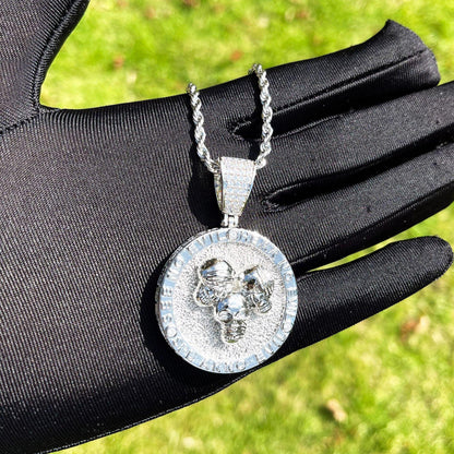 Men's Hardcore Hip Hop Necklace | Premium Copper CZ Skeleton Jewelry - CaratixJewelry
