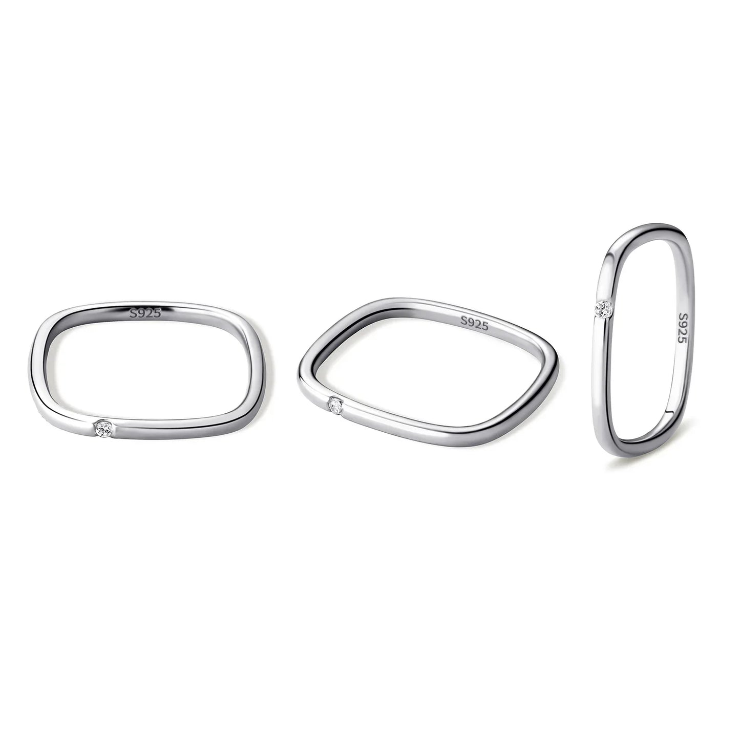 S925 Sterling Silver Square Zirconia Ring | Unisex Solitaire Band | Caratix