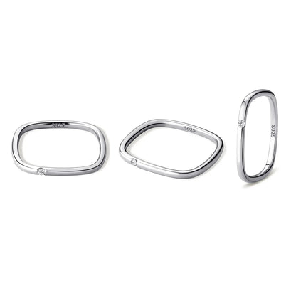 S925 Sterling Silver Square Zirconia Ring | Unisex Solitaire Band | Caratix