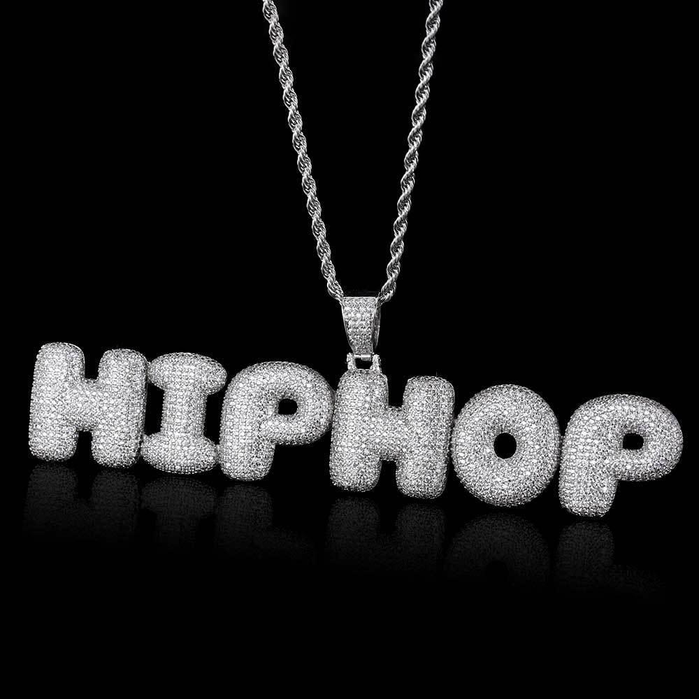 Bubble Letter Pendant Necklace with Micro-Pave Zircon for Men | Creative Hip Hop Jewelry | Caratix Jewelry - CaratixJewelry