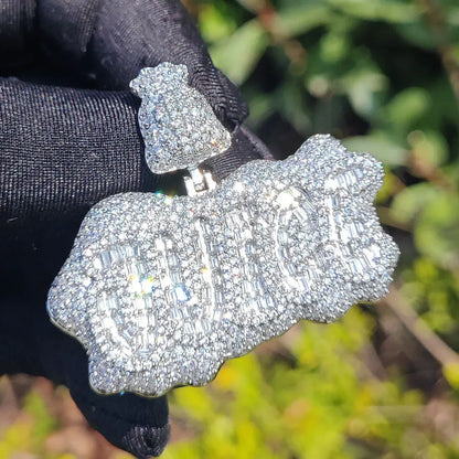 JUICE Letter Pendant Necklace | CZ Iced Out Hip Hop Streetwear Jewelry - CaratixJewelry